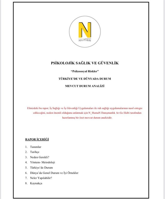 PSİKOLOJİK SAĞLIK VE GÜVENLİK “Psikososyal Riskler” TÜRKİYE’DE VE DÜNYADA DURUM MEVCUT DURUM ANALİZİ